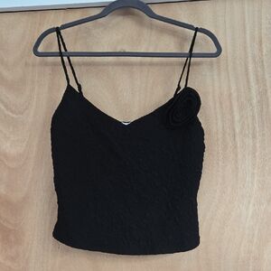 Astr Black Fitted Crop Camisole